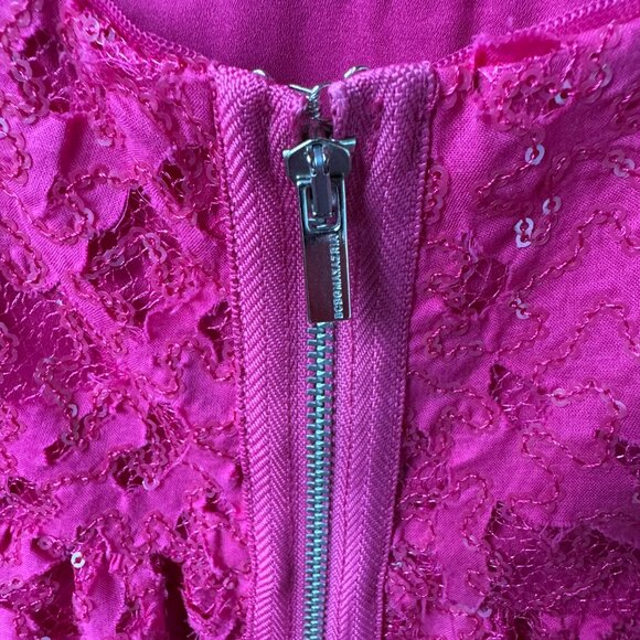 NWT BCBGMAXAZRIA Katarina Lace Sequin Pink V-neck Open Back Dress in Women's 12 - Picture 8 of 12